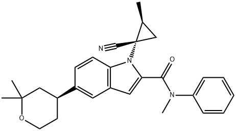 1-[(1S,2S)-1-cyano-2-methylcyclopropyl]-5-[(4S)-2,2-dimethyloxan-4-yl]-N-methyl-N-phenylindole-2-carboxamide 
